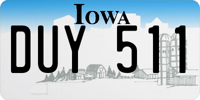 IA license plate DUY511