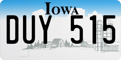 IA license plate DUY515