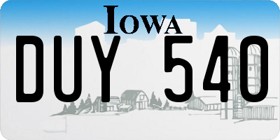 IA license plate DUY540