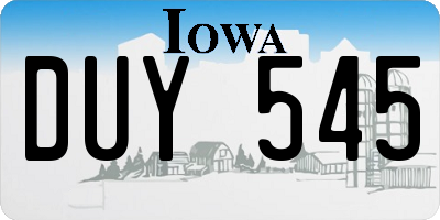 IA license plate DUY545