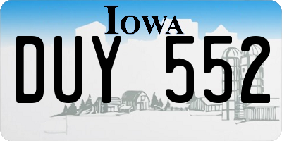 IA license plate DUY552