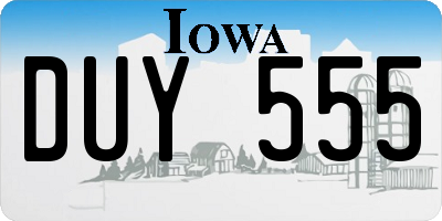 IA license plate DUY555