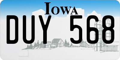IA license plate DUY568