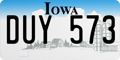 IA license plate DUY573