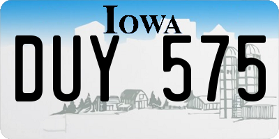 IA license plate DUY575