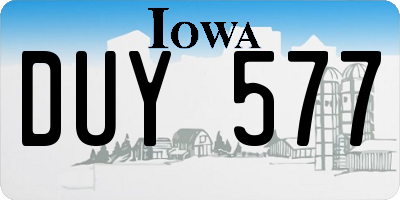 IA license plate DUY577