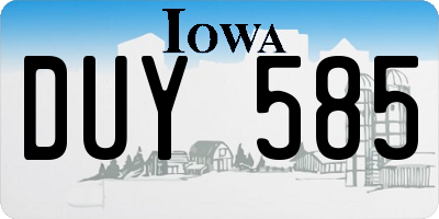 IA license plate DUY585