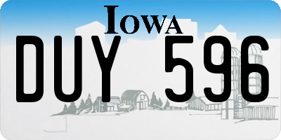 IA license plate DUY596