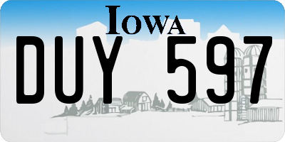 IA license plate DUY597