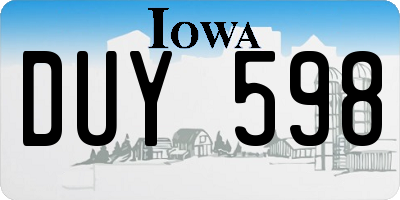 IA license plate DUY598