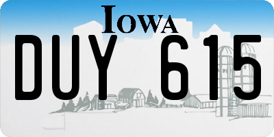 IA license plate DUY615