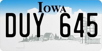 IA license plate DUY645