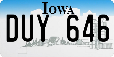 IA license plate DUY646