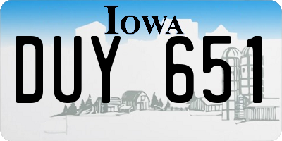 IA license plate DUY651