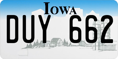 IA license plate DUY662