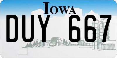 IA license plate DUY667