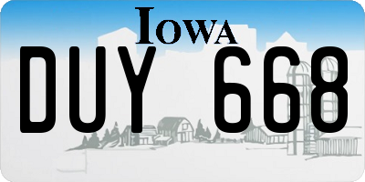 IA license plate DUY668
