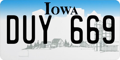IA license plate DUY669