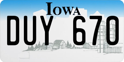 IA license plate DUY670