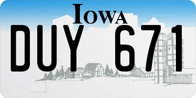 IA license plate DUY671