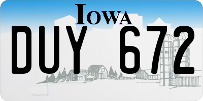 IA license plate DUY672
