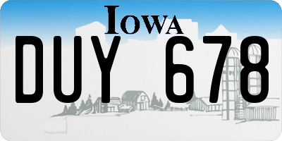 IA license plate DUY678