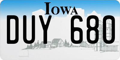 IA license plate DUY680