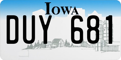 IA license plate DUY681