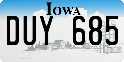 IA license plate DUY685
