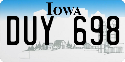 IA license plate DUY698