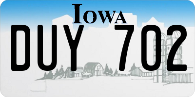 IA license plate DUY702