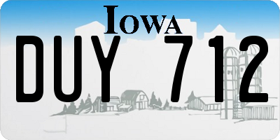 IA license plate DUY712