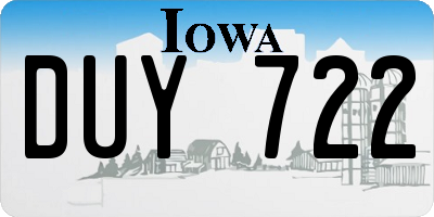 IA license plate DUY722