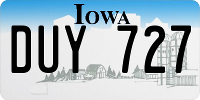IA license plate DUY727
