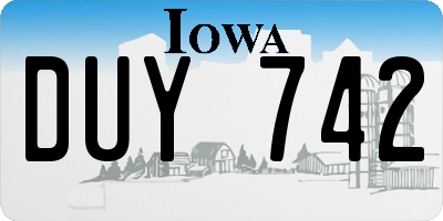 IA license plate DUY742