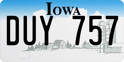 IA license plate DUY757