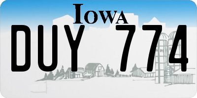 IA license plate DUY774