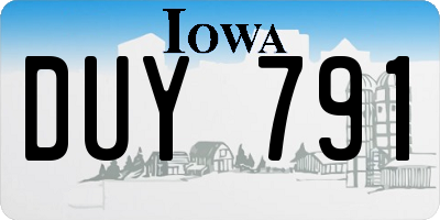 IA license plate DUY791