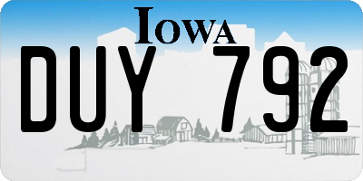 IA license plate DUY792