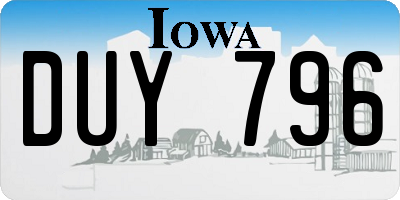 IA license plate DUY796