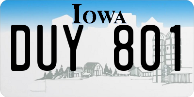 IA license plate DUY801
