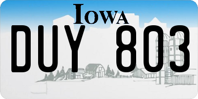 IA license plate DUY803