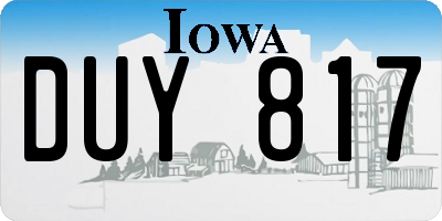 IA license plate DUY817