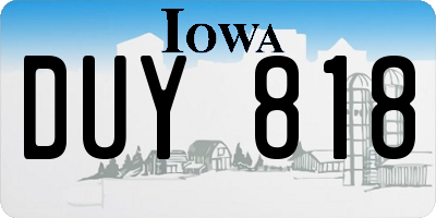 IA license plate DUY818