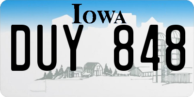 IA license plate DUY848