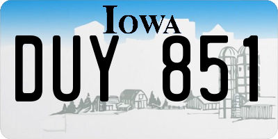 IA license plate DUY851