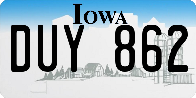 IA license plate DUY862