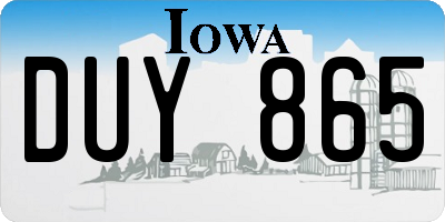 IA license plate DUY865