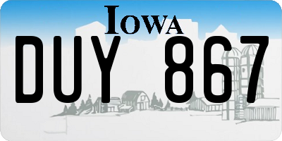 IA license plate DUY867