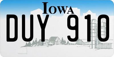 IA license plate DUY910